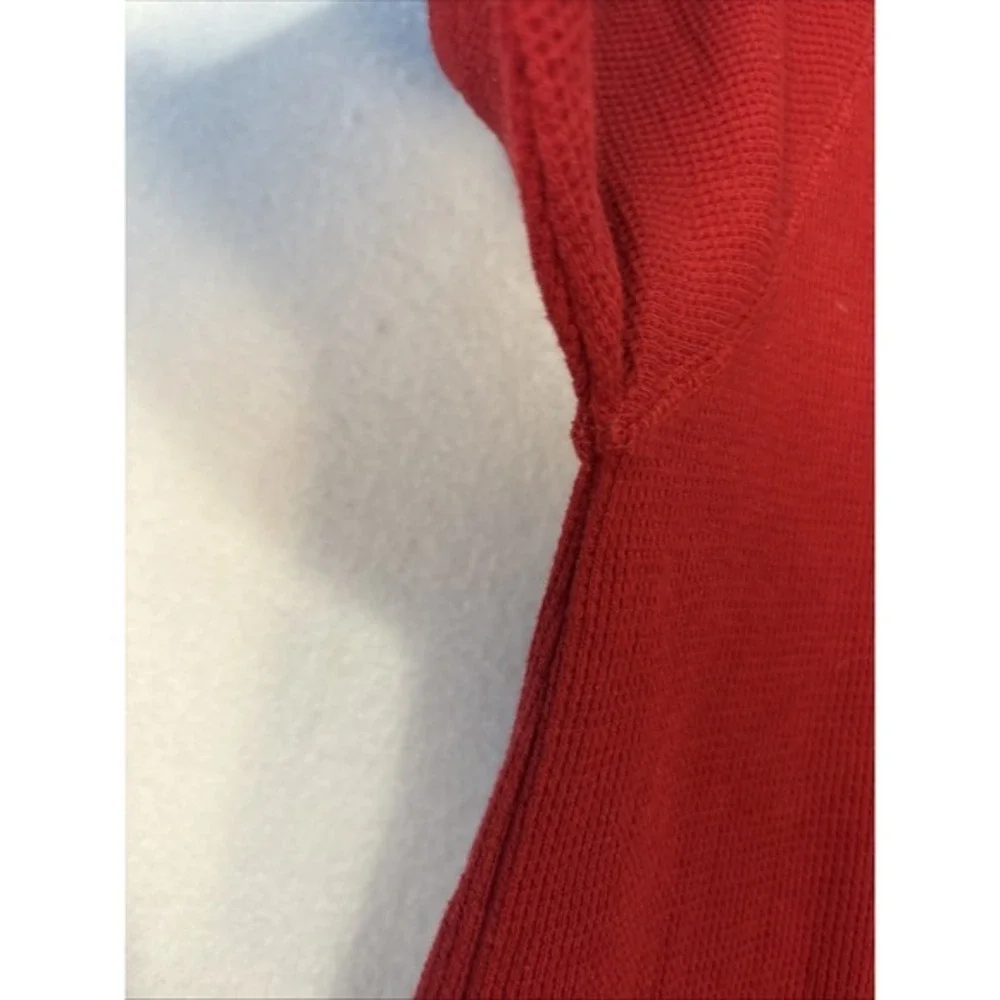 True Religion Men's Small Red Buddha Henley Long Sleeve Thermal Shirt Logo K1221